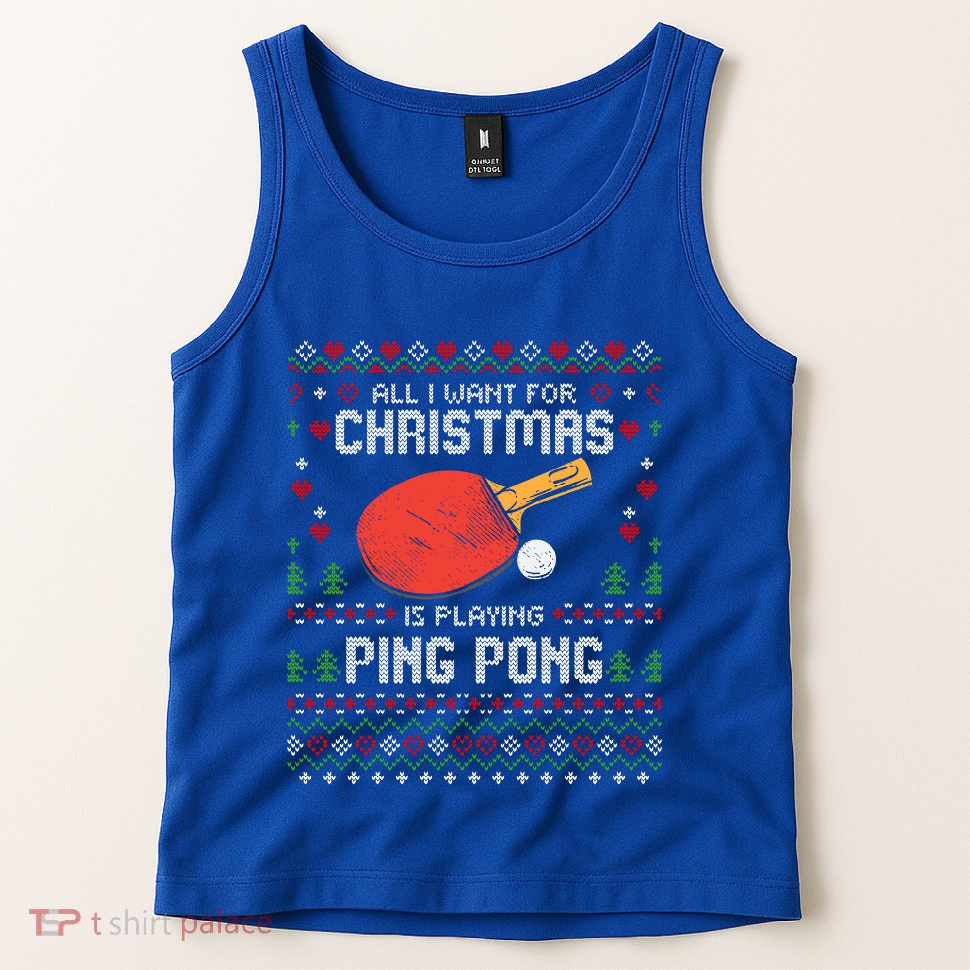 Ping Pong Christmas Table Tennis Player Ugly Xmas Gift Tank Top