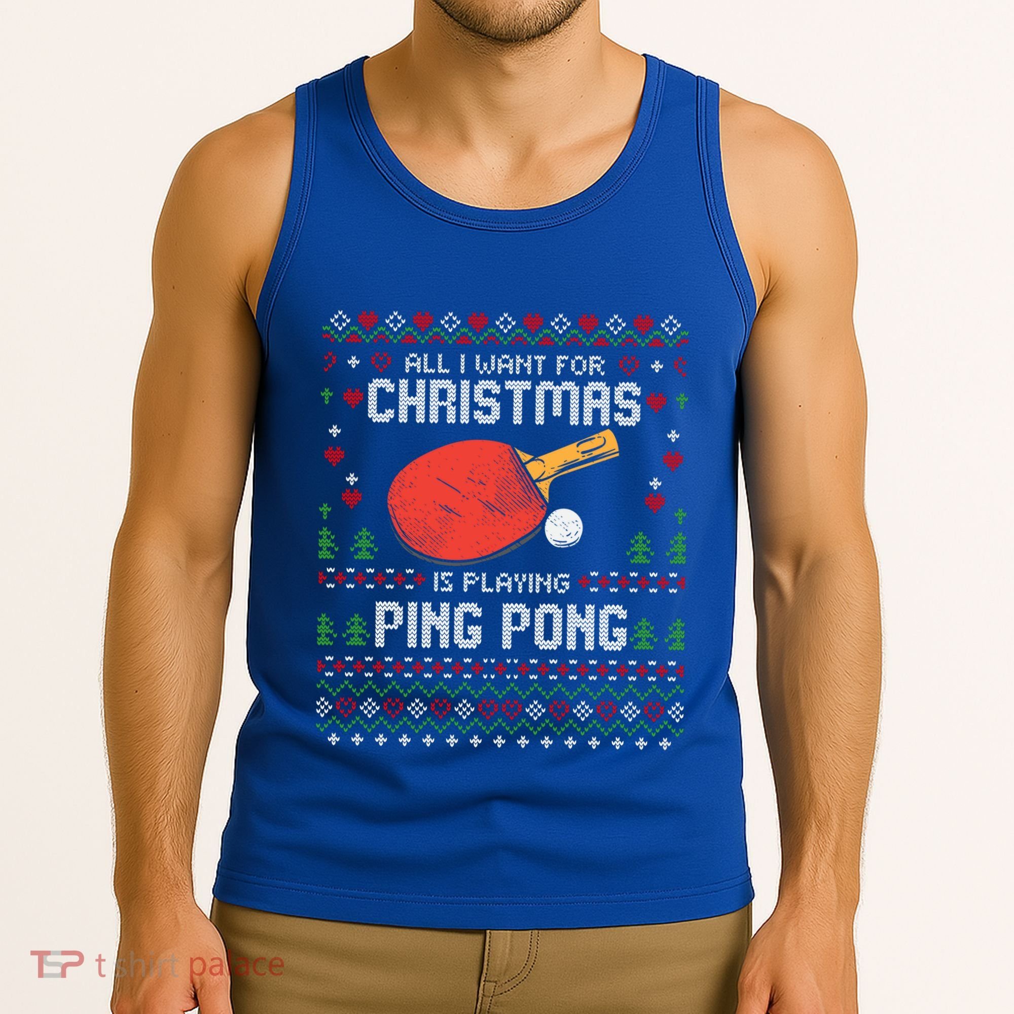 Ping Pong Christmas Table Tennis Player Ugly Xmas Gift Tank Top