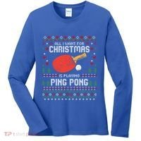 Ping Pong Christmas Table Tennis Player Ugly Xmas Gift Women's Long Sleeve Shirt thumb 0