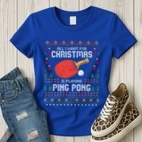 Ping Pong Christmas Table Tennis Player Ugly Xmas Gift Women's T-Shirt thumb 3