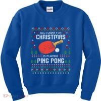 Ping Pong Christmas Table Tennis Player Ugly Xmas Gift Kids Sweatshirt thumb 0