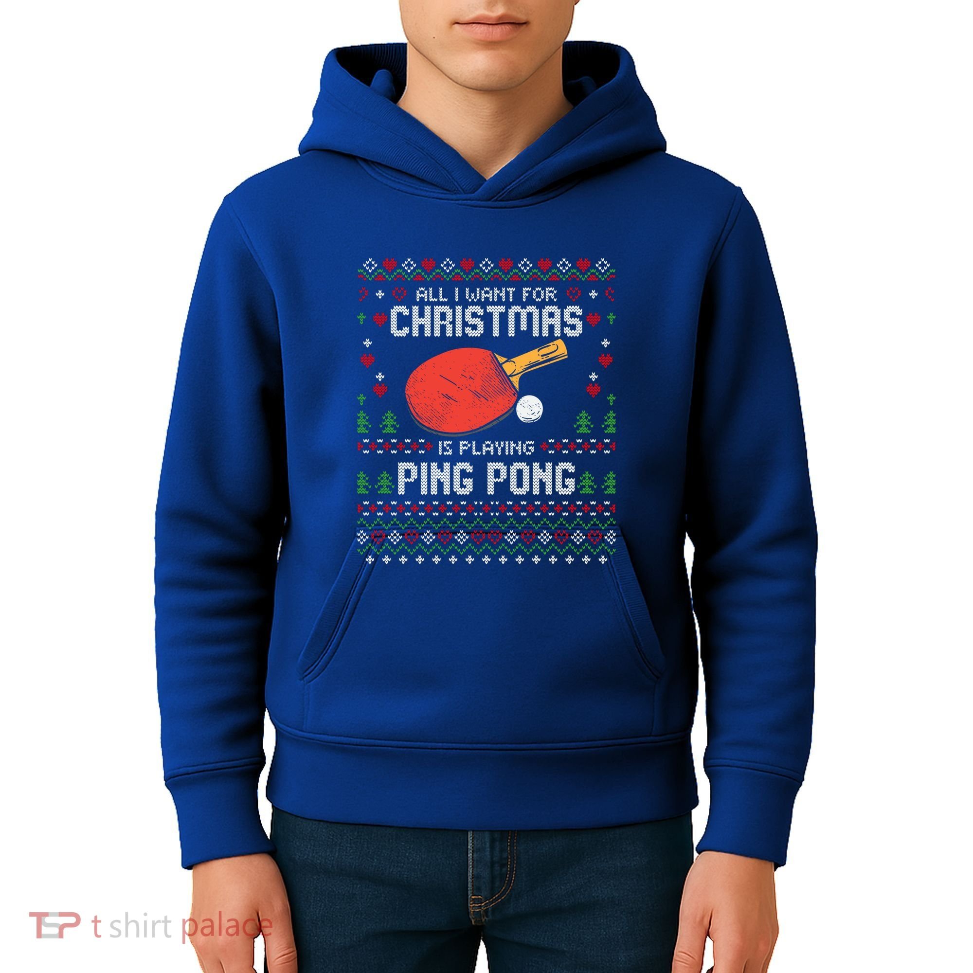 Ping Pong Christmas Table Tennis Player Ugly Xmas Gift Kids Hoodie
