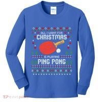 Ping Pong Christmas Table Tennis Player Ugly Xmas Gift Kids Long Sleeve Shirt thumb 0