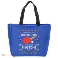 Ping Pong Christmas Table Tennis Player Ugly Xmas Gift Tote Bag thumb 0