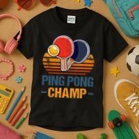Ping Pong Champ Table Tennis Player Athlete Coach Champion Kids T-Shirt thumb 3