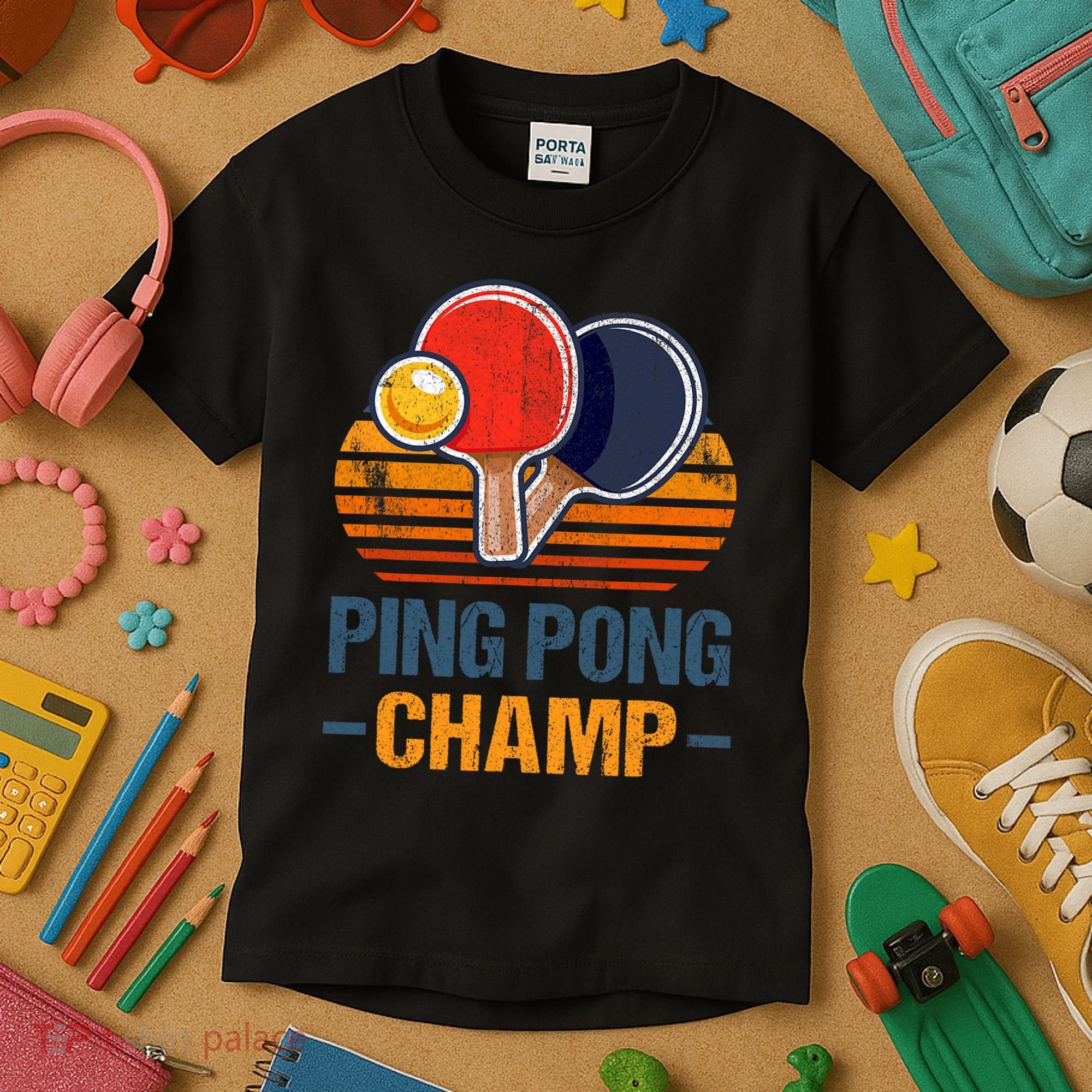 Ping Pong Champ Table Tennis Player Athlete Coach Champion Kids T-Shirt