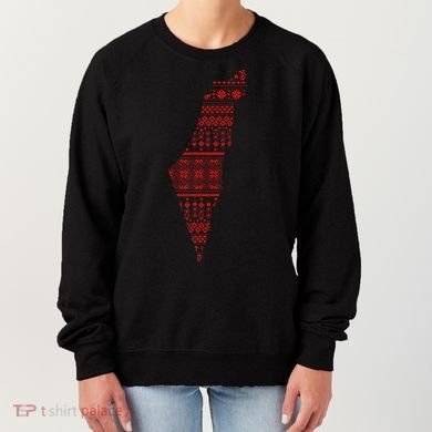 Palestine Palestinian Cross Stitch Map Women's Sweatshirt