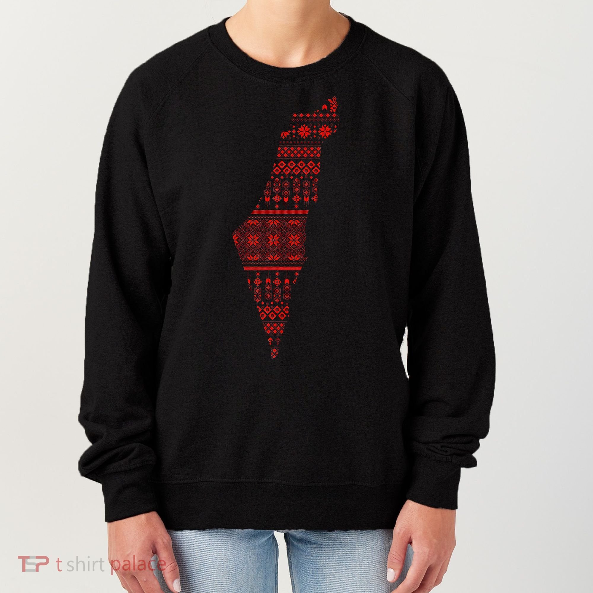 Palestine Palestinian Cross Stitch Map Women's Sweatshirt