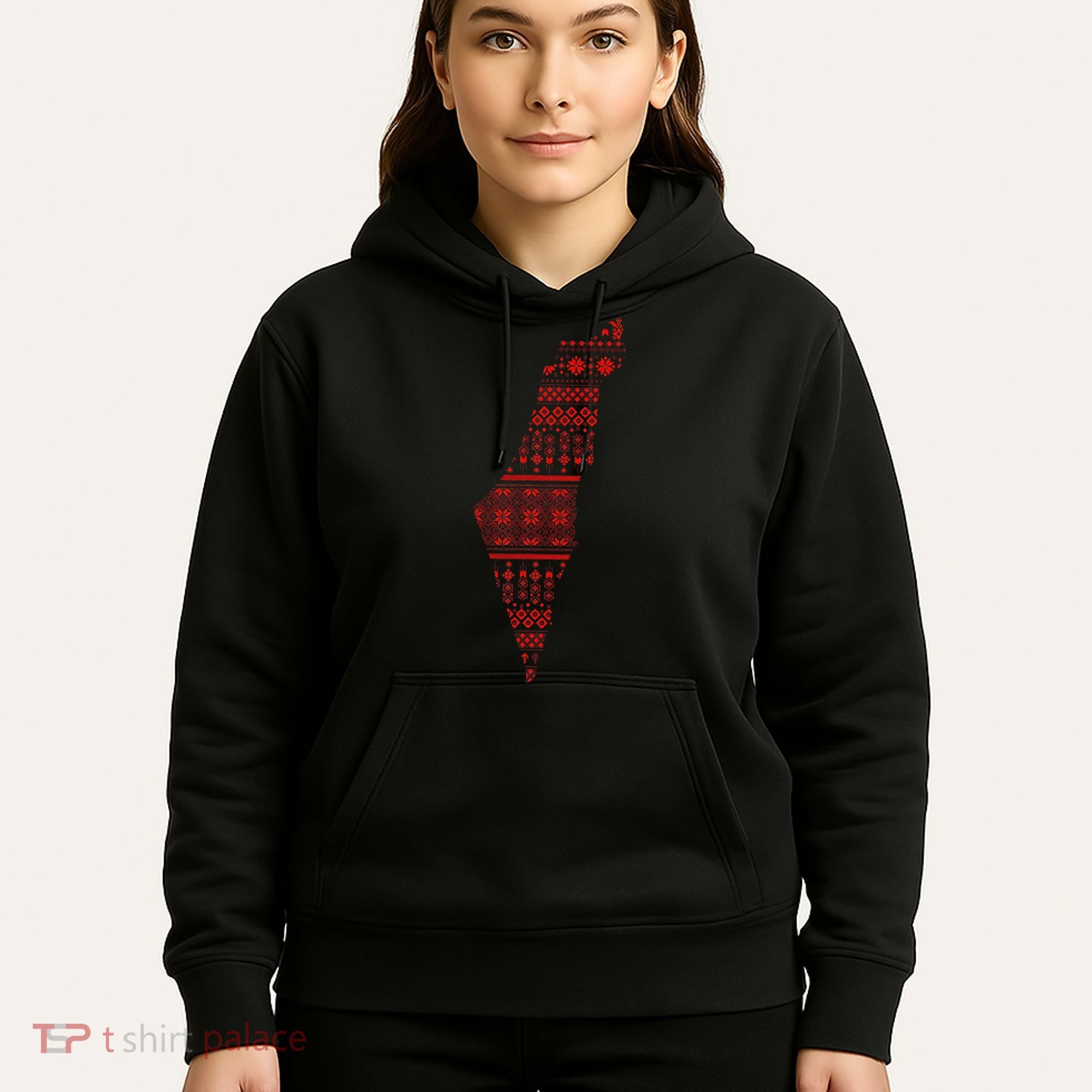 Palestine Palestinian Cross Stitch Map Hoodie