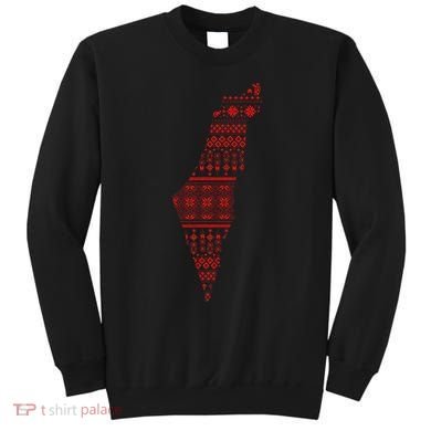 Palestine Palestinian Cross Stitch Map Sweatshirt