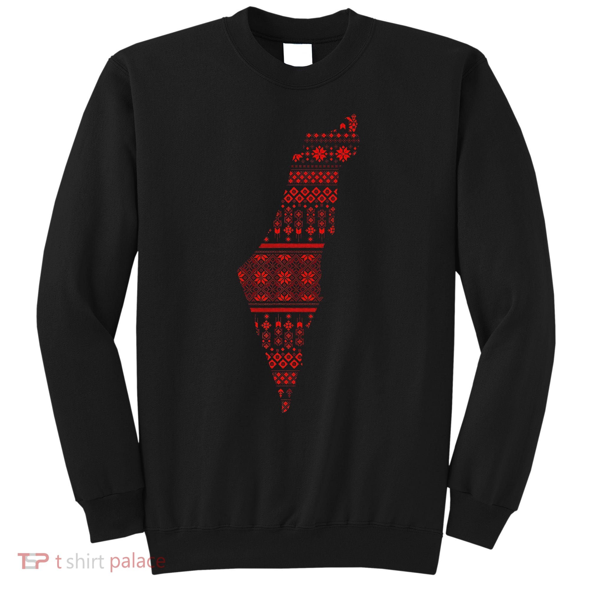 Palestine Palestinian Cross Stitch Map Sweatshirt