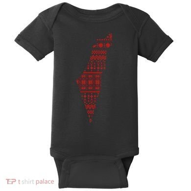 Palestine Palestinian Cross Stitch Map Baby Bodysuit
