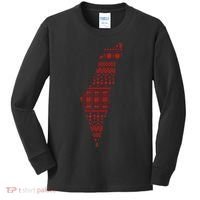Palestine Palestinian Cross Stitch Map Kids Long Sleeve Shirt thumb 0