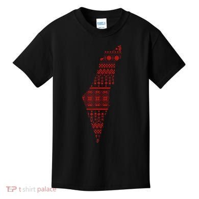 Palestine Palestinian Cross Stitch Map Kids T-Shirt
