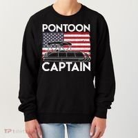 Patriotic Pontoon Captain Us American Flag Funny Boat Owner Women's Sweatshirt thumb 0