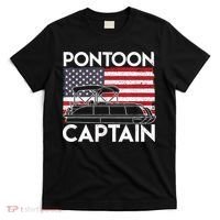 Patriotic Pontoon Captain Us American Flag Funny Boat Owner T-Shirt thumb 0