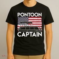 Patriotic Pontoon Captain Us American Flag Funny Boat Owner T-Shirt thumb 3