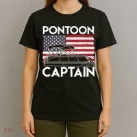 Patriotic Pontoon Captain Us American Flag Funny Boat Owner T-Shirt thumb 4