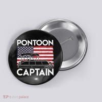 Patriotic Pontoon Captain Us American Flag Funny Boat Owner Button thumb 0