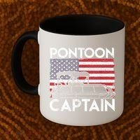 Patriotic Pontoon Captain Us American Flag Funny Boat Owner Coffee Mug thumb 2