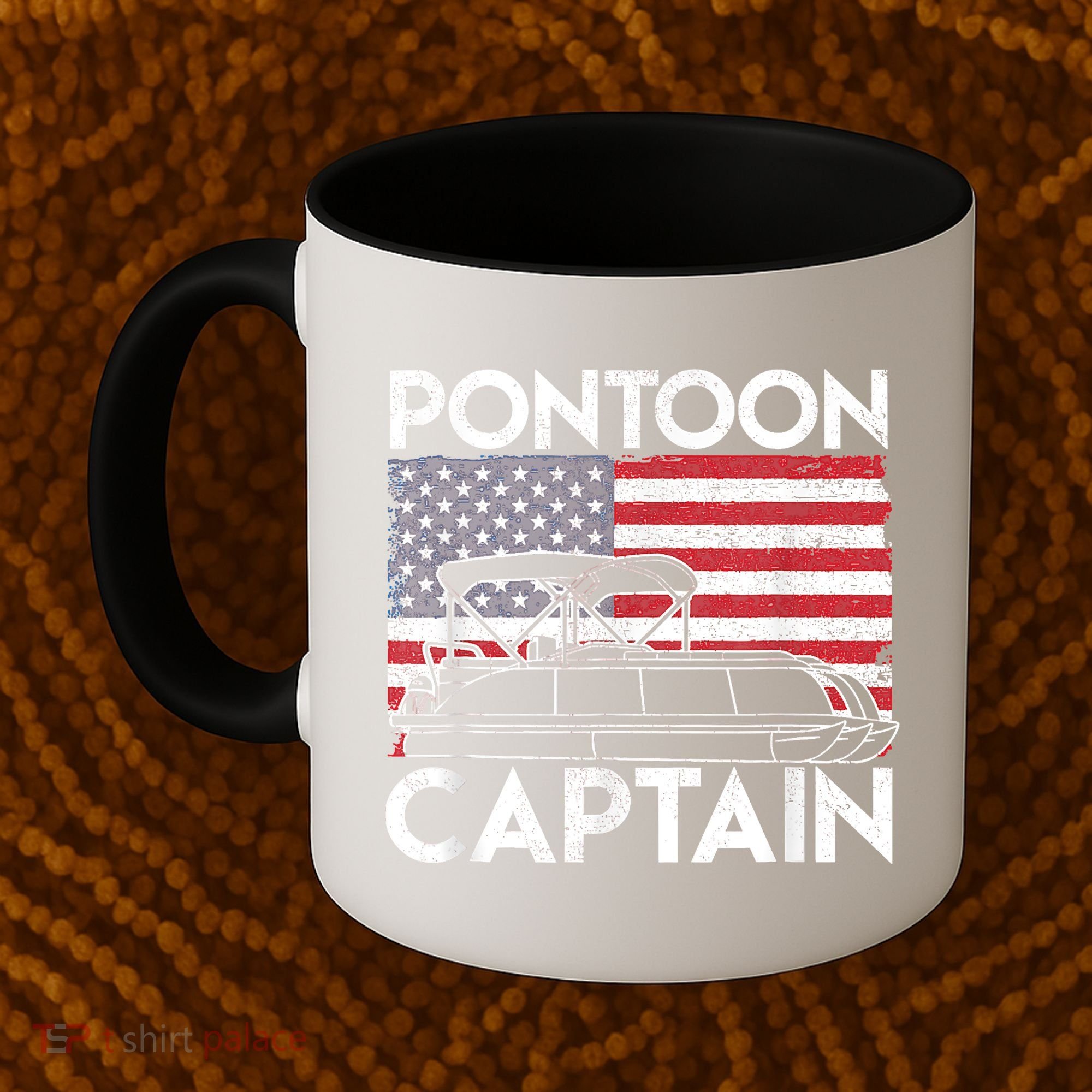 Patriotic Pontoon Captain Us American Flag Funny Boat Owner Coffee Mug