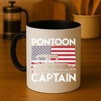 Patriotic Pontoon Captain Us American Flag Funny Boat Owner Coffee Mug thumb 4