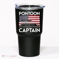 Patriotic Pontoon Captain Us American Flag Funny Boat Owner Tumbler thumb 0