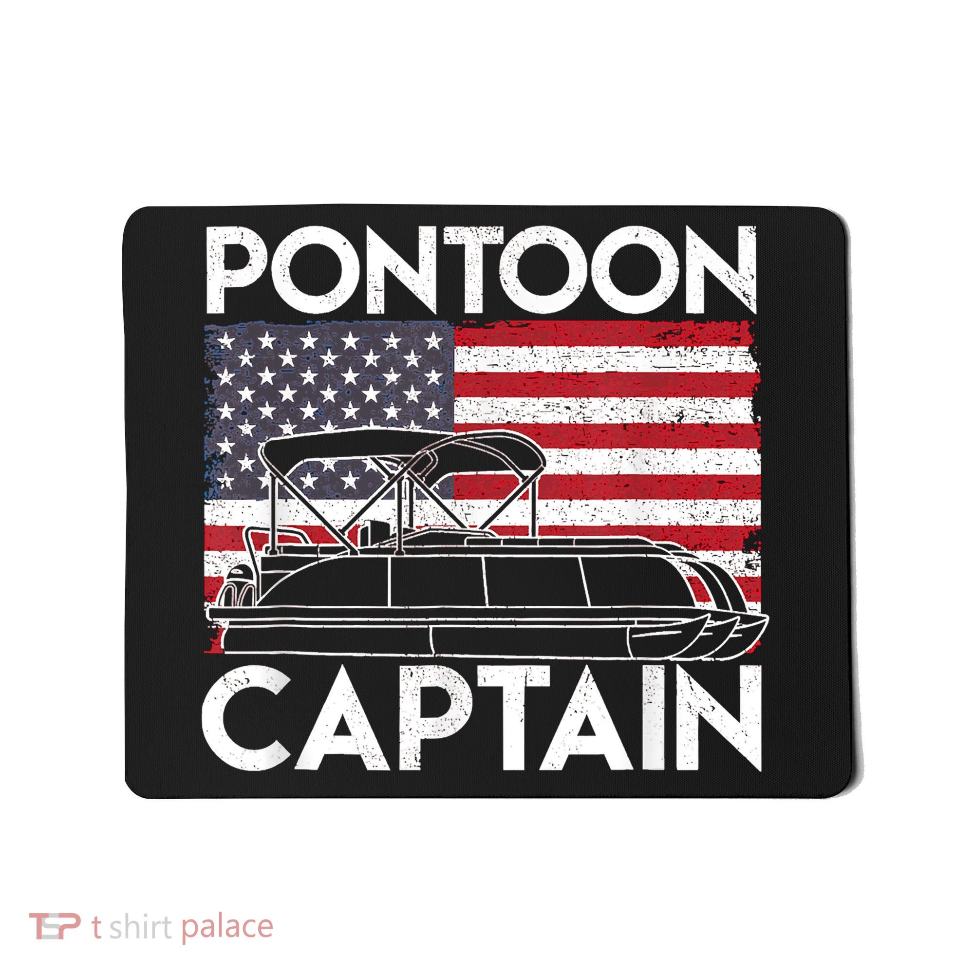 Patriotic Pontoon Captain Us American Flag Funny Boat Owner Mousepad