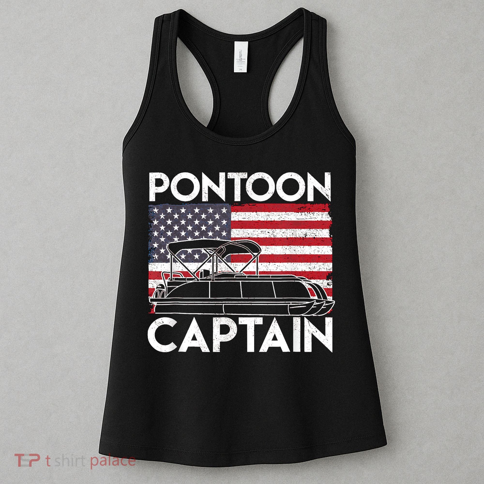 Patriotic Pontoon Captain Us American Flag Funny Boat Owner Women's Tank Top