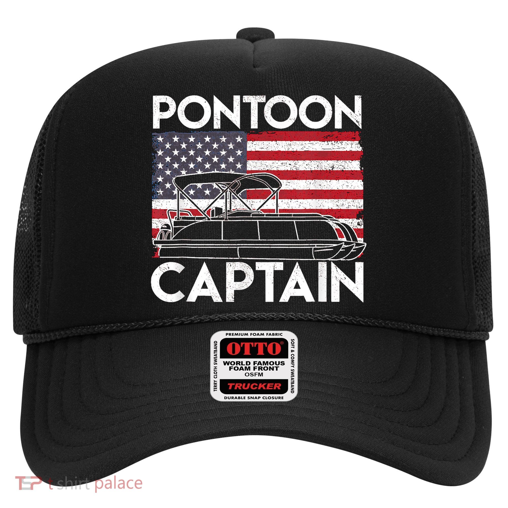 Patriotic Pontoon Captain Us American Flag Funny Boat Owner Hat