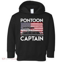 Patriotic Pontoon Captain Us American Flag Funny Boat Owner Toddler Hoodie thumb 0