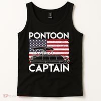 Patriotic Pontoon Captain Us American Flag Funny Boat Owner Tank Top thumb 2