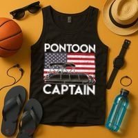 Patriotic Pontoon Captain Us American Flag Funny Boat Owner Tank Top thumb 4