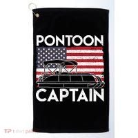 Patriotic Pontoon Captain Us American Flag Funny Boat Owner Golf Towel thumb 0