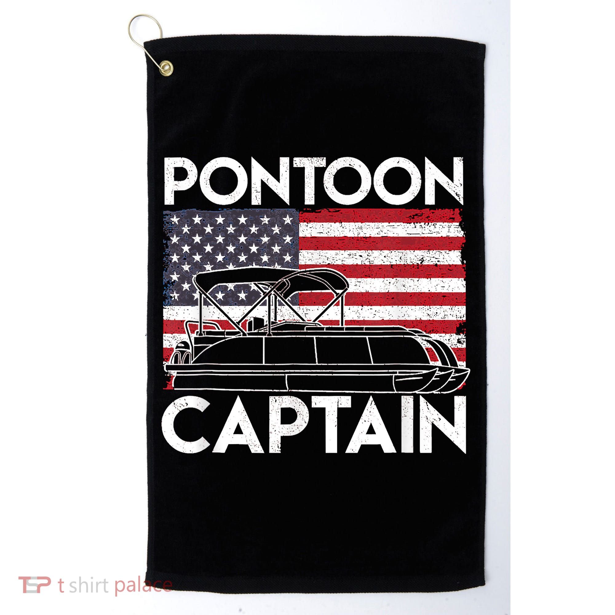 Patriotic Pontoon Captain Us American Flag Funny Boat Owner Golf Towel