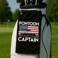 Patriotic Pontoon Captain Us American Flag Funny Boat Owner Golf Towel thumb 2
