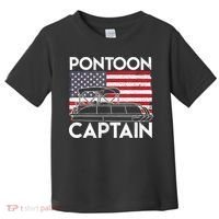 Patriotic Pontoon Captain Us American Flag Funny Boat Owner Toddler T-Shirt thumb 0