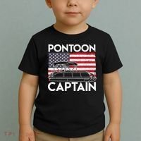 Patriotic Pontoon Captain Us American Flag Funny Boat Owner Toddler T-Shirt thumb 2