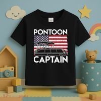 Patriotic Pontoon Captain Us American Flag Funny Boat Owner Toddler T-Shirt thumb 3