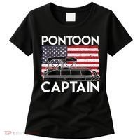 Patriotic Pontoon Captain Us American Flag Funny Boat Owner Women's T-Shirt thumb 0