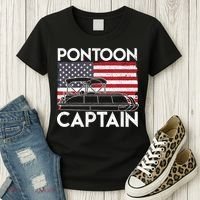 Patriotic Pontoon Captain Us American Flag Funny Boat Owner Women's T-Shirt thumb 3