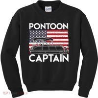 Patriotic Pontoon Captain Us American Flag Funny Boat Owner Kids Sweatshirt thumb 0