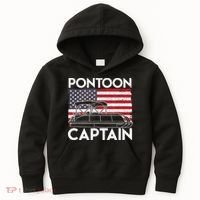 Patriotic Pontoon Captain Us American Flag Funny Boat Owner Kids Hoodie thumb 0