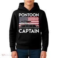Patriotic Pontoon Captain Us American Flag Funny Boat Owner Kids Hoodie thumb 4