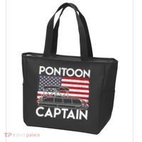Patriotic Pontoon Captain Us American Flag Funny Boat Owner Tote Bag thumb 3