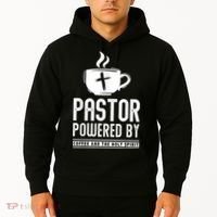 Pastor Powered Coffee And The Holy Spirit Funny Pastor Hoodie thumb 2