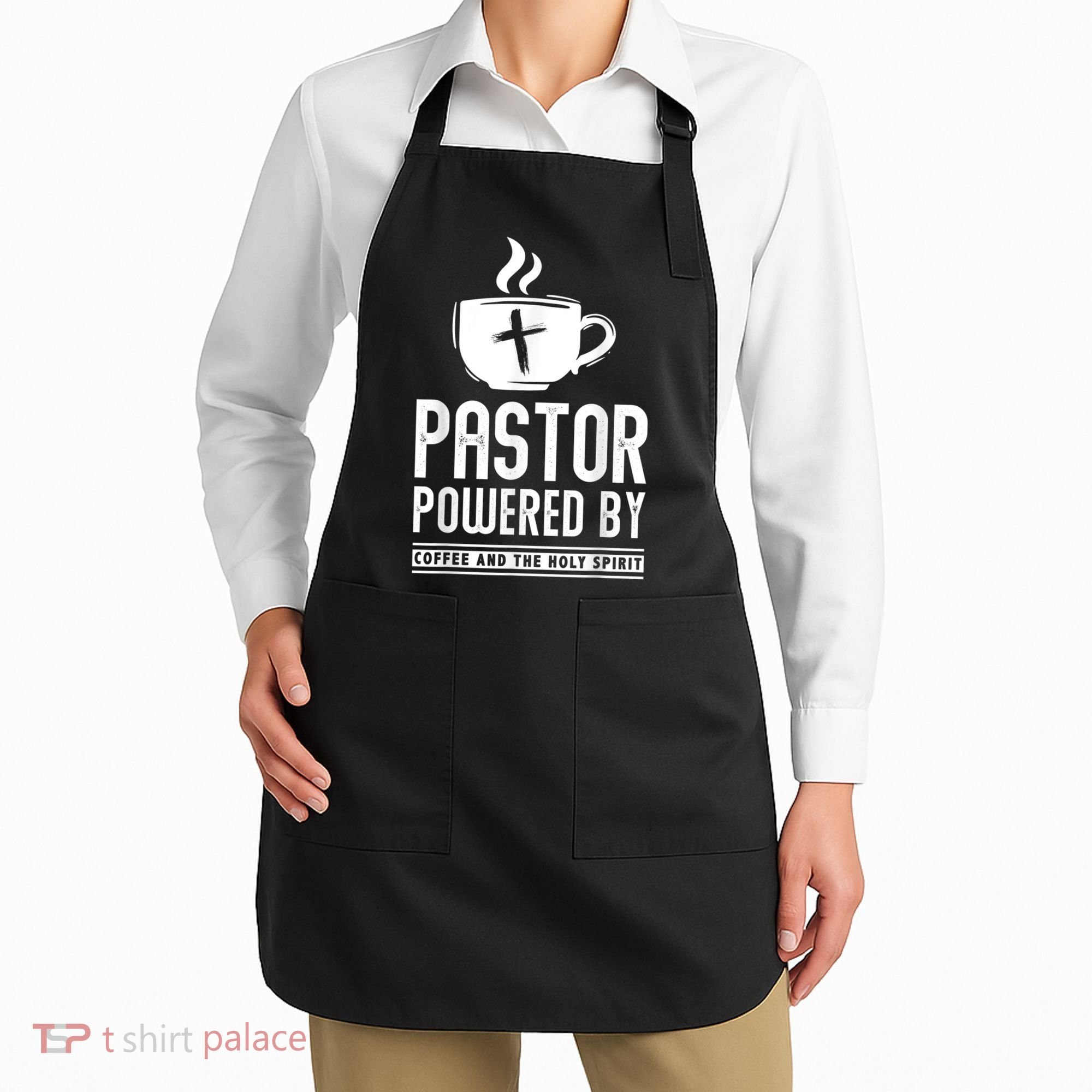 Pastor Powered Coffee And The Holy Spirit Funny Pastor Apron
