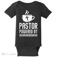 Pastor Powered Coffee And The Holy Spirit Funny Pastor Baby Bodysuit thumb 0
