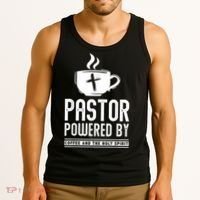 Pastor Powered Coffee And The Holy Spirit Funny Pastor Tank Top thumb 3