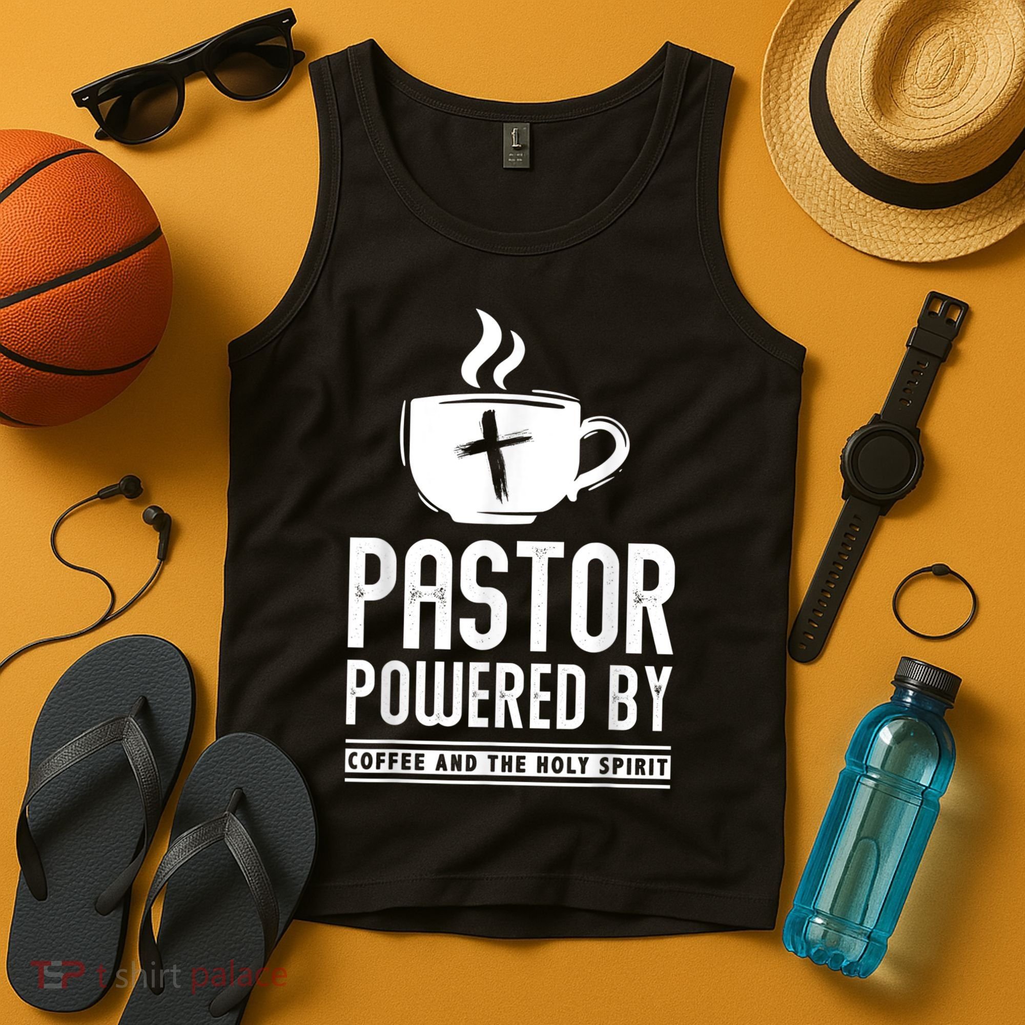 Pastor Powered Coffee And The Holy Spirit Funny Pastor Tank Top